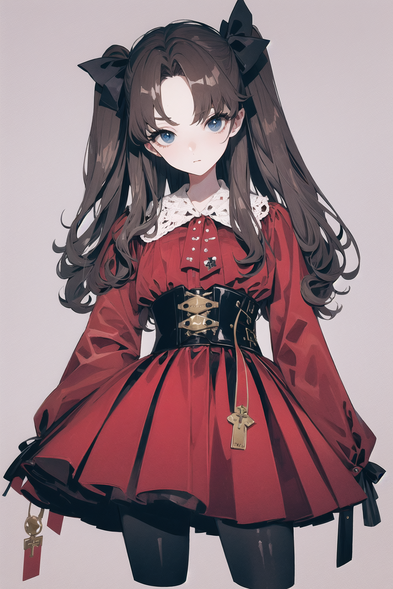 18333-2304924941-1girl, solo, tohsaka rin, red shirt, cross, long hair, skirt, shirt, white background, gloves, black skirt, necklace, jewelry, s.png